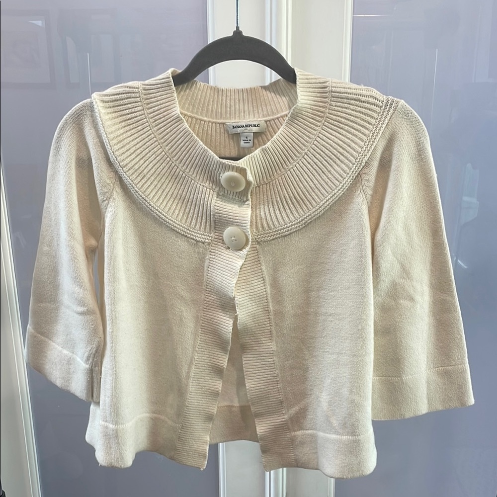 Cream Knit Cardigan with Large Buttons